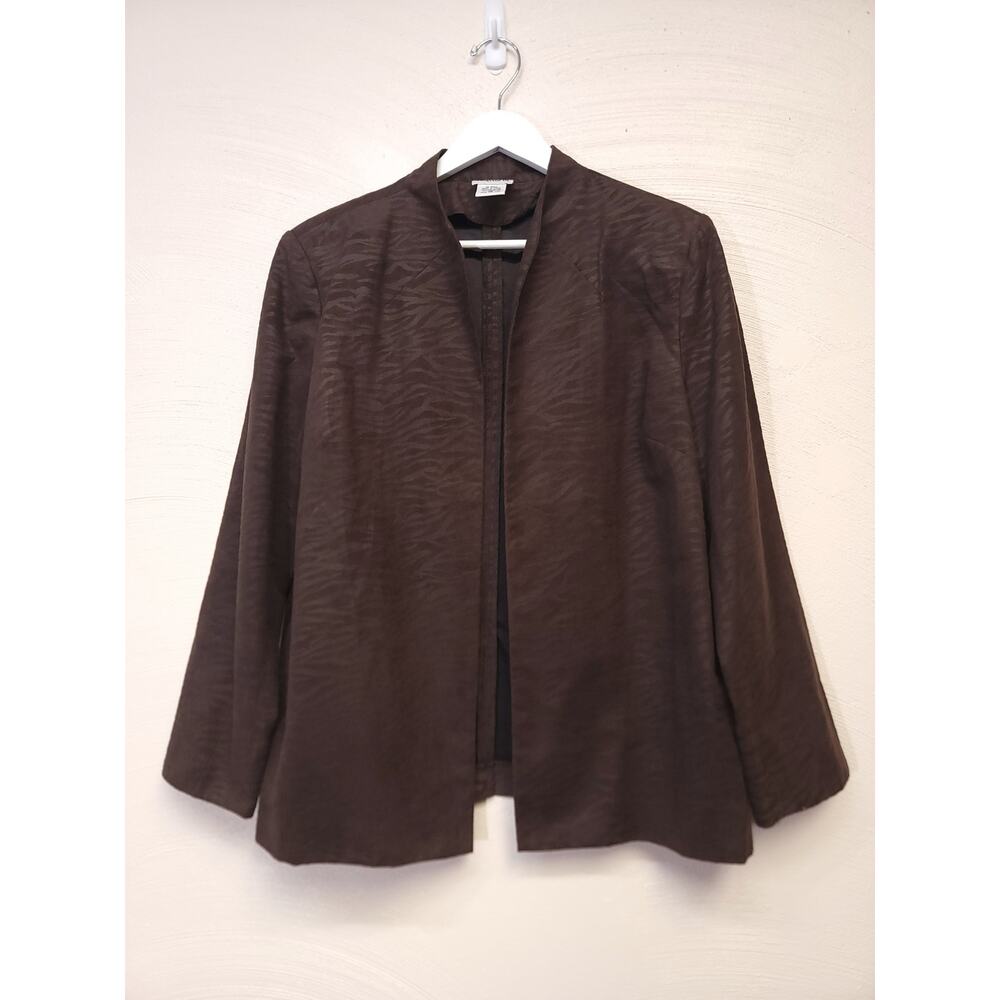 Bonworth Jacket Size M Brown Zebra Print Womens Blazer Long Sleeve Open Front